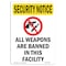 Signmission OSHA Security Sign, 14" Height, Rigid Plastic, All Weapons Are Banned, Portrait OS-SN-P-1014-V-11694 - alternate 1